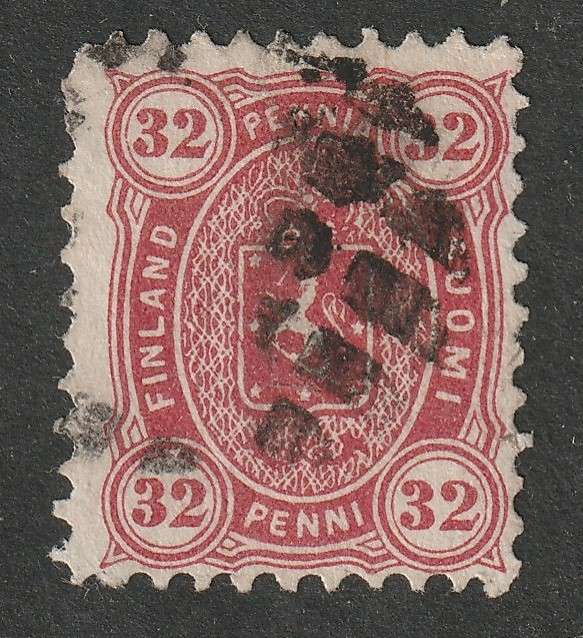 FINLAND - 1875 National Arms Issue .  32p   Lake with perforations  11  VF USED