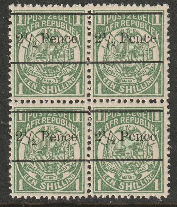 TRANSVAAL - 1893  Provisional Surcharge Block of four SACC 203  **MNH**