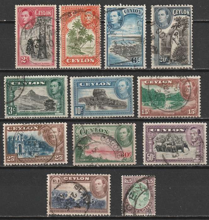 CEYLON - 1938 KGVI issue Part set VF USED