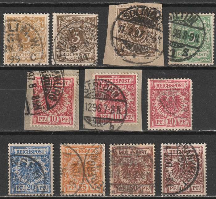 GERMANY - 1889  Value and Imperial Eagle Issue. Part set   VF USED