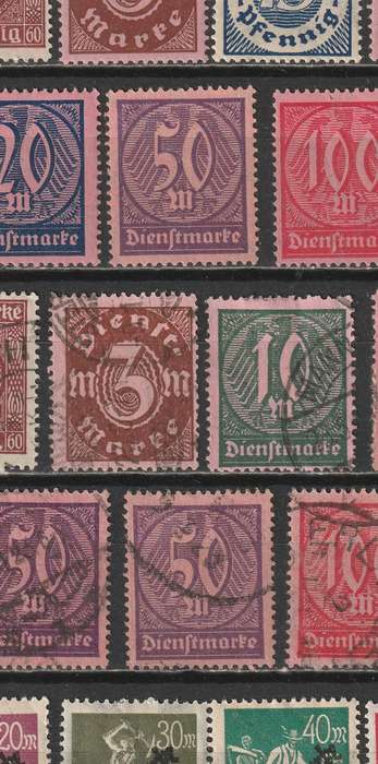 GERMANY - 1921-1924  OFFICIAL  Issues - Part sets mint and used(37 stamps)