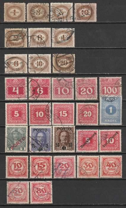 AUSTRIA - POSTAGE DUE Issues. Excellent selection of early issues (60 stamps)
