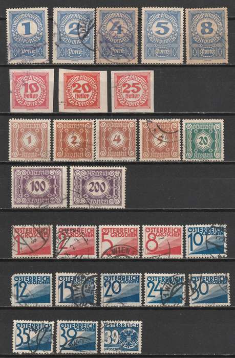 AUSTRIA - POSTAGE DUE Issues. Excellent selection of early issues (60 stamps)