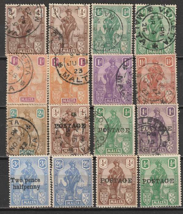 MALTA - 1922/1926 Issues Nice mint and used range
