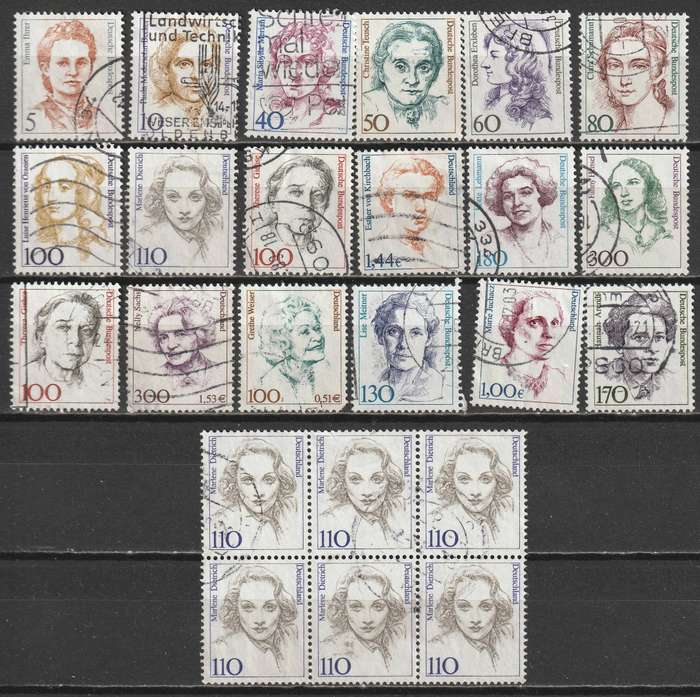 GERMANY - Famous Women and Sightseeings Issues. Part sets   VF USED (54 Stamps)