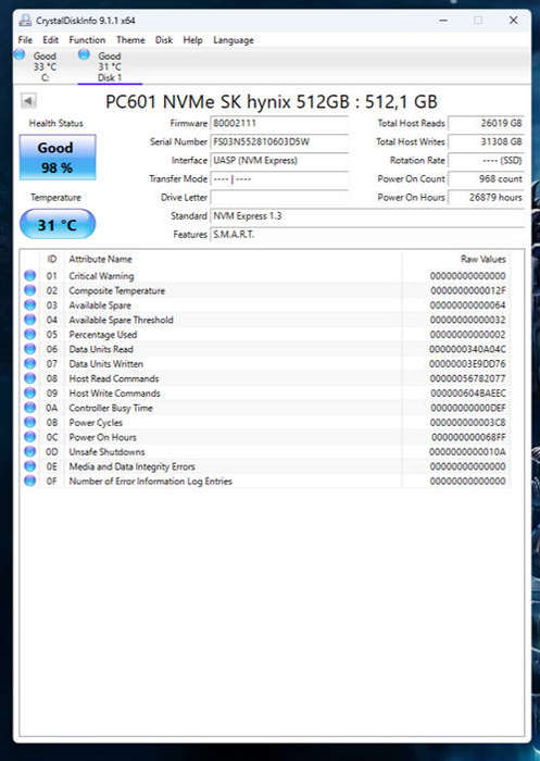 NVMe - 512GB SK Hynix