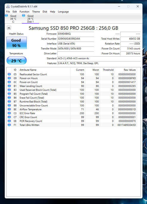 SSD - 256GB Samsung