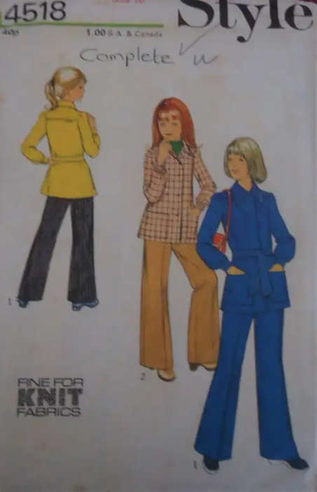 STYLE PATTERNS 4518 GIRL`S UNLINED JACKET & PANTS SIZE 10 YEARS COMPLETE-UNCUT-F/FOLD SEWING PATTERN