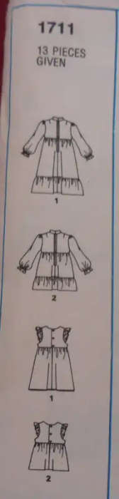 STYLE 1711 GIRL`S PINAFORE IN 2 LENGTHS SIZE 3 YEARS CHEST 56 CM -COMPLETE SEWING PATTERN