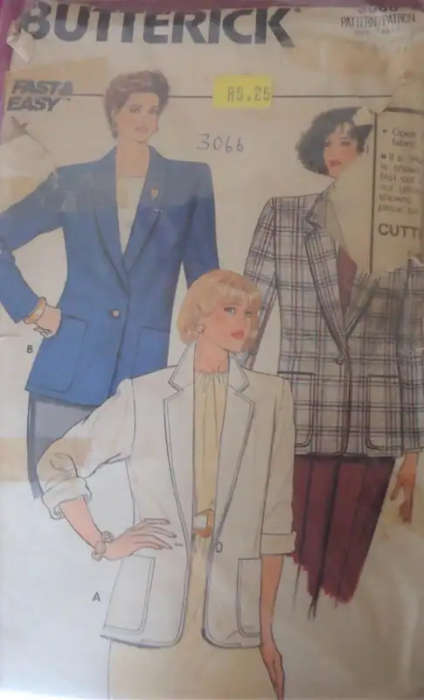 BUTTERICK PATTERN 3066 JACKET SIZE 6-8-10 COMPLETE - SUPPLIED IN A ZIPLOC BAG SEWING PATTERN