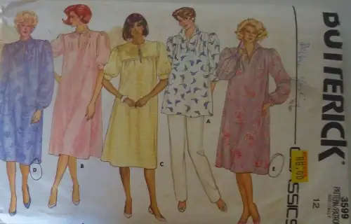 BUTTERICK 3599 MATERNITY DRESS-TOP-PANTS SIZE 12 COMPLETE SEWING PATTERN