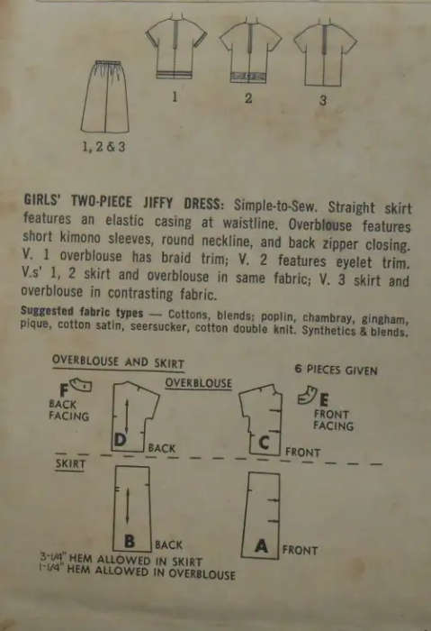 VINTAGE SIMPLICITY 5816 GIRLS TWO PIECE DRESS SIZE 14YEARS COMPLETE-ZIPLOC BAG SEWING PATTERN