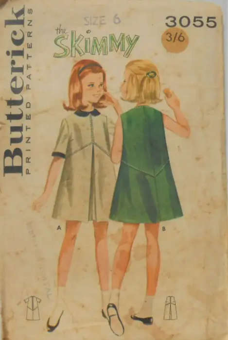 VINTAGE BUTTERICK 3055 GIRLS SKIMMY DRESS SIZE 6 YEARS COMPLETE SEWING PATTERN