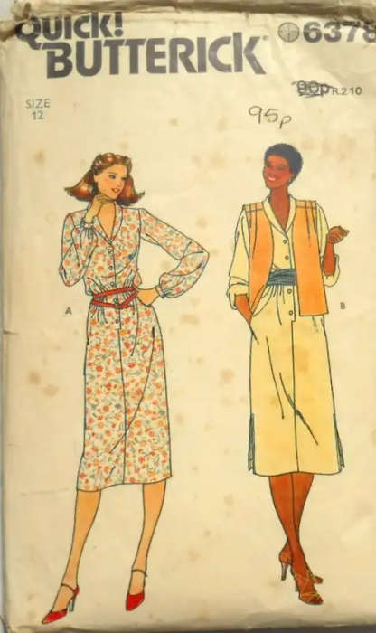 BUTTERICK 6378 DRESS & WAISTCOAT SIZE 12 COMPLETE SEWING PATTERN