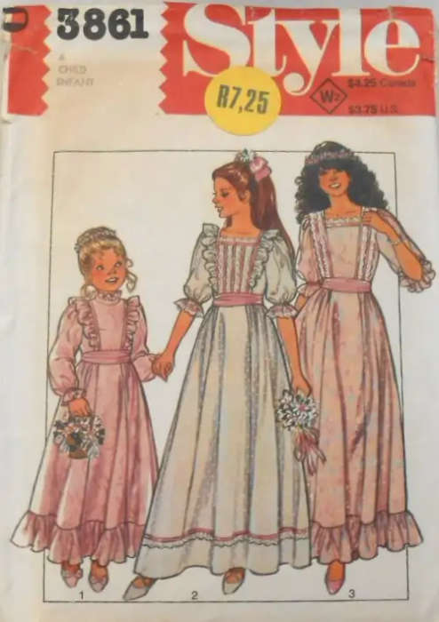 STYLE 3861 GIRLS LINED BRIDESMAID OR PARTY DRESS SIZE 6 YEARS COMPLETE SEWING PATTERN