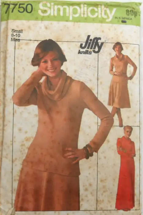 SIMPLICITY 7750 KNIT PULLOVER DRESS-TOP-SKIRT SIZE SMALL 8-10 COMPLETE SEWING PATTERN