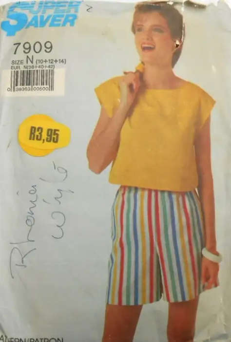 SIMPLICITY 7909 PULL OVER TOP & PULL ON SHORTS SIZE 10-12-14 COMPLETE SEWING PATTERN