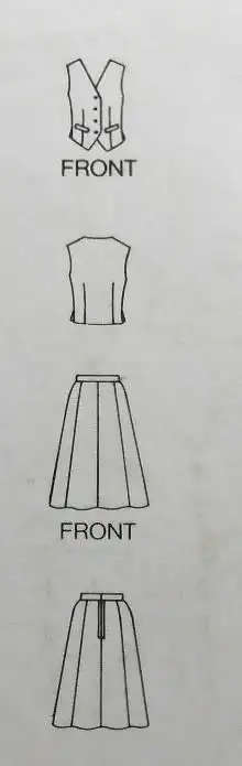 BUTTERICK 5189 SKIRT & WAISTCOAT- SIZE 8-10-12 COMPLETE-UNCUT-F/FOLDED SEWING PATTERN