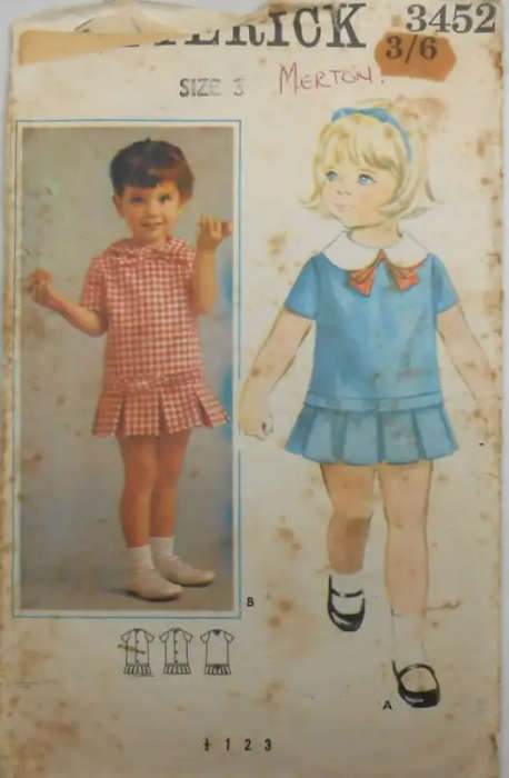 VINTAGE BUTTERICK 3452 TODDLER ONE PIECE DRESS SIZE 3 YEARS COMPLETE  SEWING PATTERN