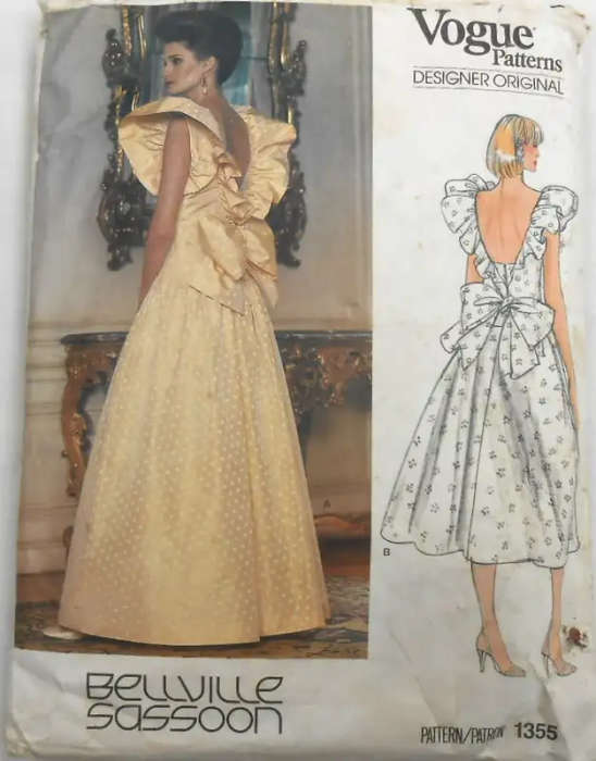 VOGUE 1355 FITTED DRESS WITH RUFFLE SIZE 10 BUST 83 CM COMPLETE SEWING PATTERN