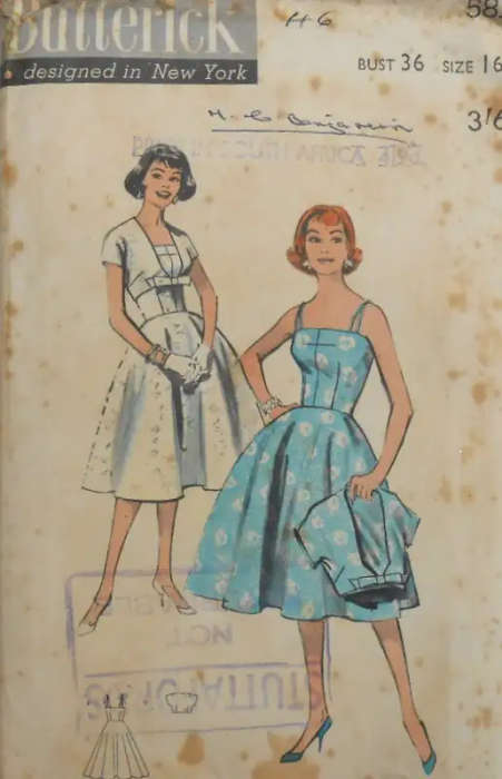 V/VINTAGE BUTTERICK 581 DRESS & BOLERO JACKET SIZE 16 BUST 36 COMPLETE-UNCUT-F/FOLDED SEWING PATTERN