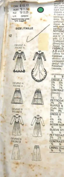 VOGUE 1092 BRIDAL DRESS & PETTICOAT SIZE 12 COMPLETE - WEDDING DRESS WITH TRAIN SEWING PATTERN