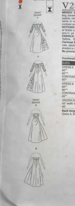 VOGUE V2842 BRIDAL DRESS CLOSE FITTNG BODICE & FLOOR LENGTH SIZE 12-14-16 COMPLETE-PA SEWING PATTERN