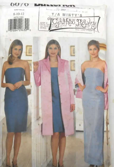 BUTTERICK 6076 A LINE JACKET-CLOSE FITTING LINED DRESS-STOLE SIZE 8-10-12 COMPLETE SEWING PATTERN