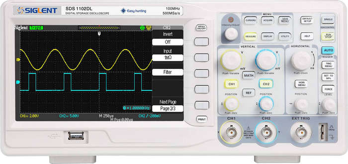 Siglent SDS1102DL+ Digital Storage Oscilloscopes, 2 Channel, 100MHz
