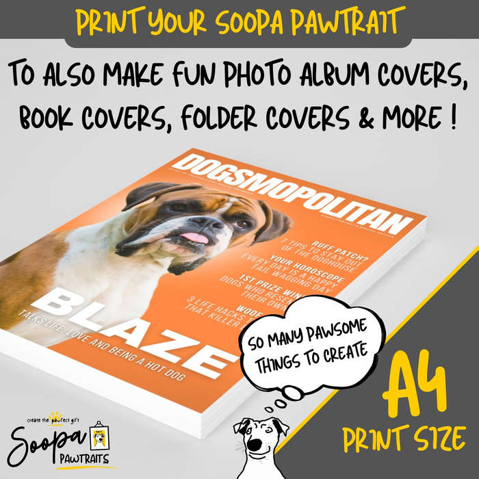 Get a Custom Portrait Artwork of Your Doggy - DOGSMOPOLITAN Magazine Cover (Fun Pet Lover's Gift)