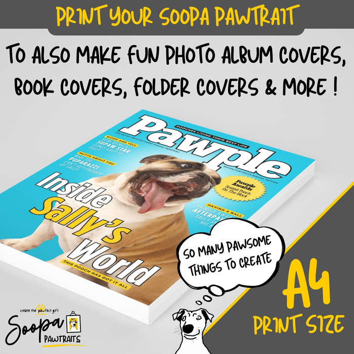 Get a Custom Portrait Artwork of Your Doggy - PAWPLE Magazine Cover (Fun Pet Lover's Gift)