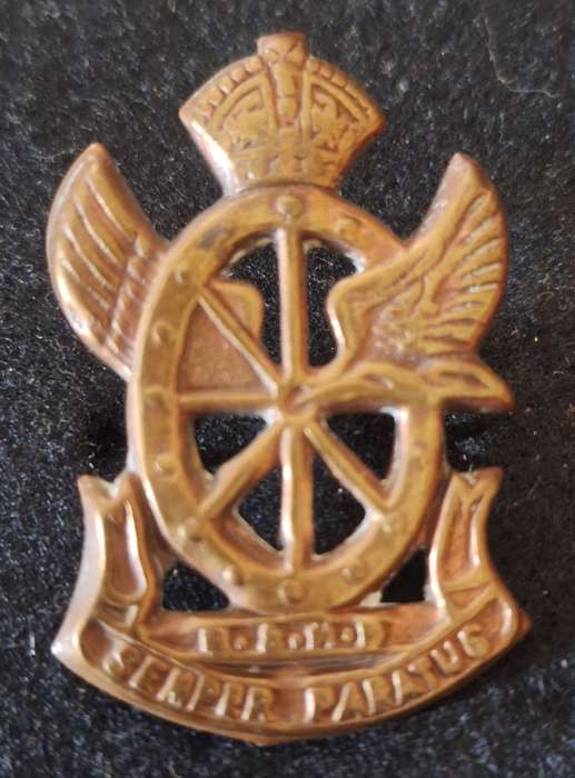 WW2 SA RAILWAYS AND HARBOURS BRIGADE  CAP BADGE   - LUGS INTACT
