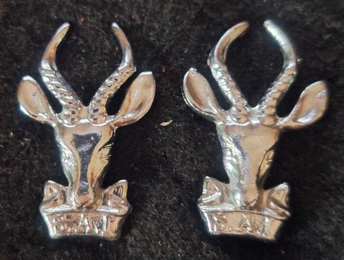 SADF - INFANTRY COLLAR BADGES PAIR - PINS INTACT