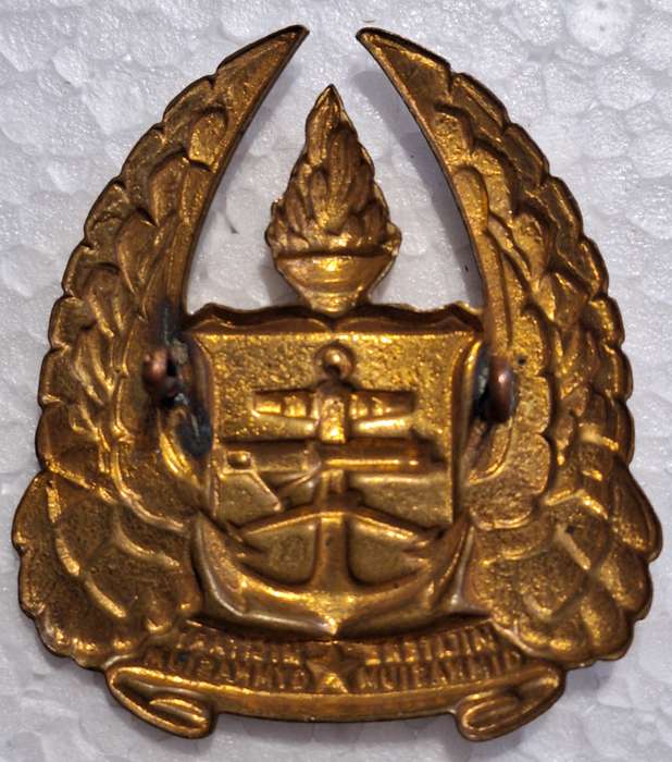 SADF - ARMY GYMNASIUM LARGE TYPE (6CM) GILDING CAP BADGE - LUGS INTACT