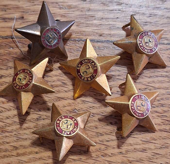 LOT OF SADF GILDING OFFICERS RANK PIPS - LUGS / PINS INTACT