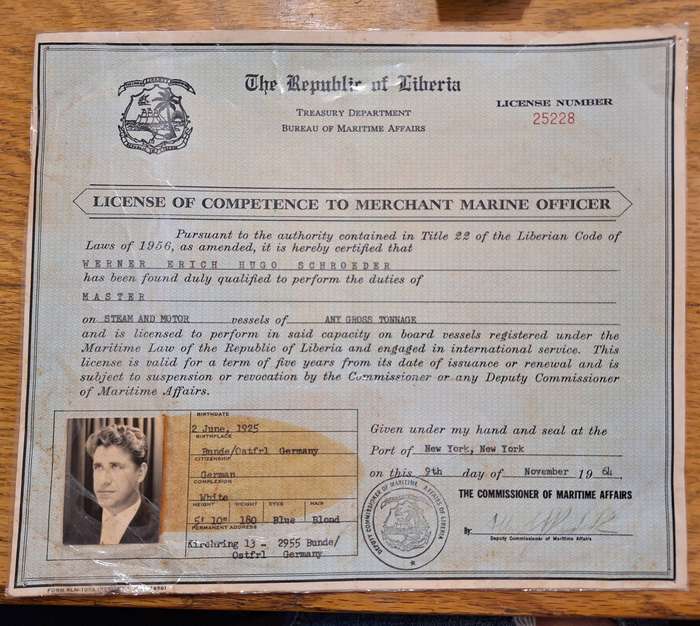 1960'S LICENCE OF COMPETENCE TO MERCHANT MARINE OFFICER