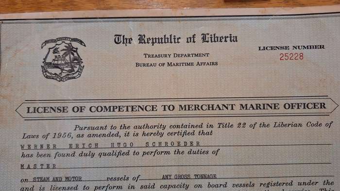 1960'S LICENCE OF COMPETENCE TO MERCHANT MARINE OFFICER