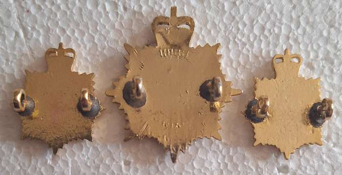 RHODESIA - SERVICE CORPS 1957 -72 ANODISED CAP AND COLLAR BADGES - LUGS INTACT