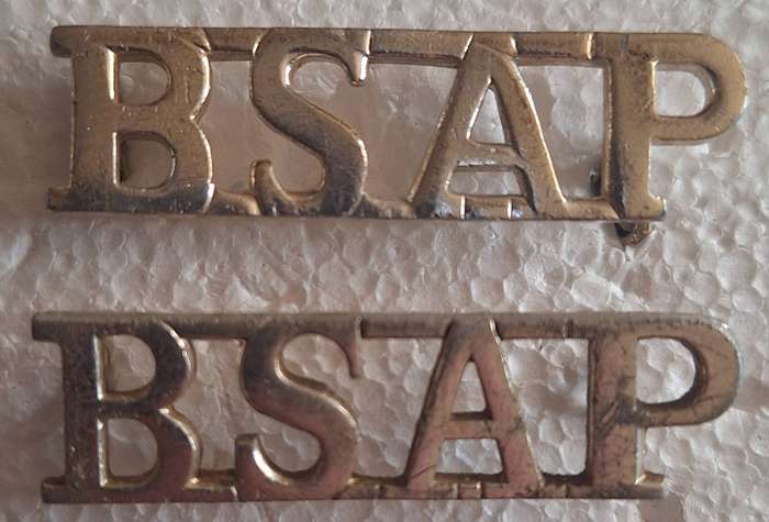 RHODESIA - BSAP ANODISED SHOULDER TITLES - LUGS INTACT