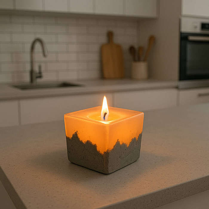 Handmade Candle - Cement Base Square