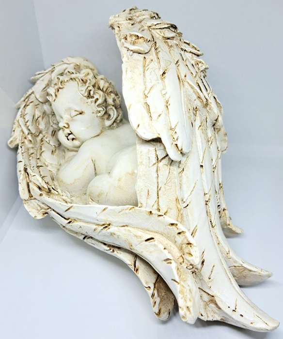 Baby Sleeping In Angel Wings Ornament - Approx 22cm Gorgeous
