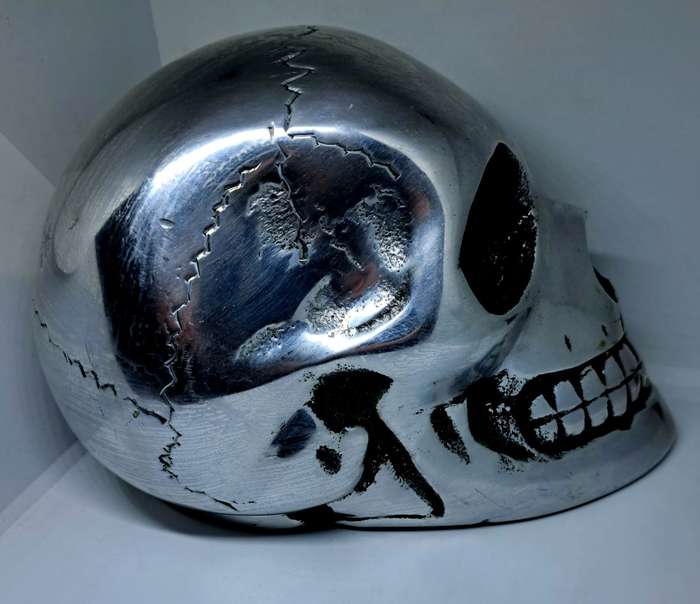 One of a kind Real Metal Skull Sculpture