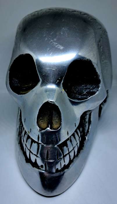 One of a kind Real Metal Skull Sculpture