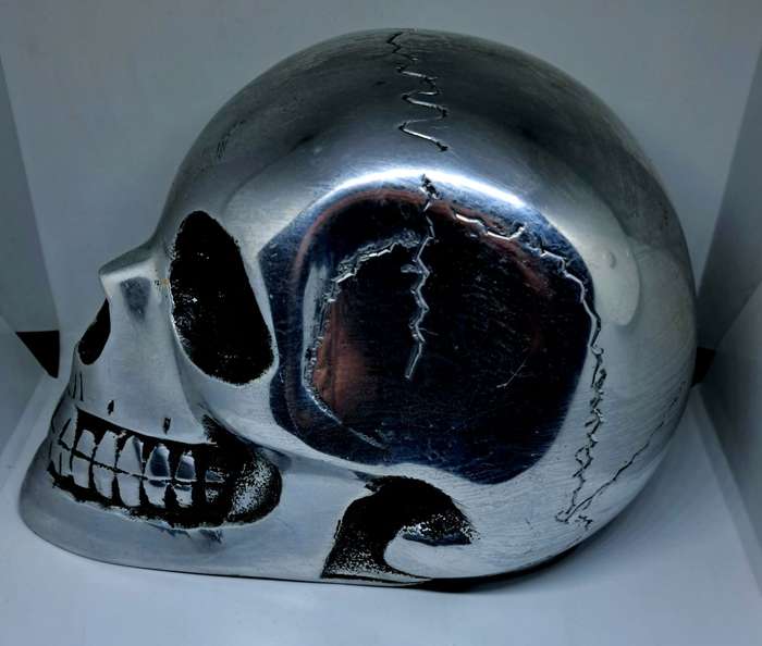One of a kind Real Metal Skull Sculpture