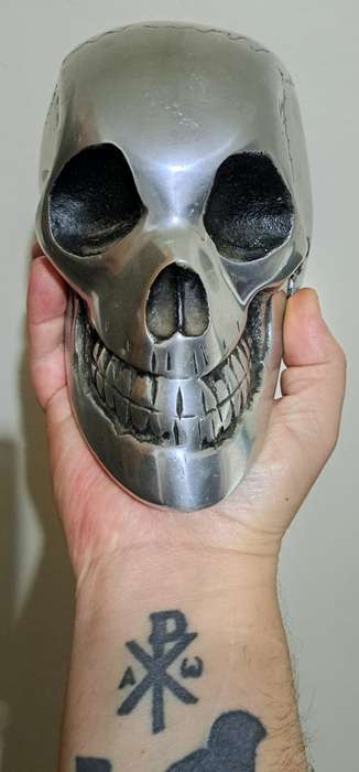 One of a kind Real Metal Skull Sculpture