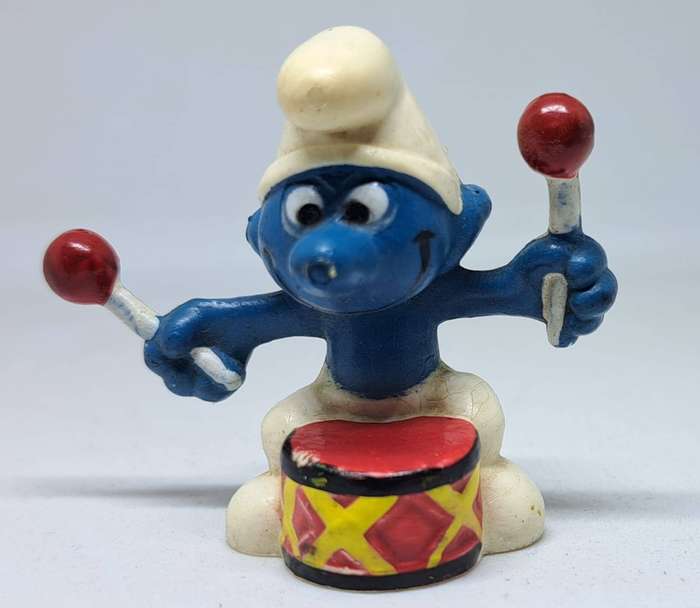 Vintage Peyo Schleich Germany - Christmas Drummer Smurf