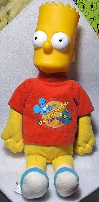 The Simpsons Vintage 1998 Bart Plush Vinyl Soft Toy - Itchy & Scratchy T-Shirt 38cm