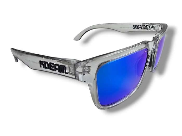 Kdeam High Quality Polarized Classic Square Sunglasses - Ice Clear Frame (Blue Lenses)
