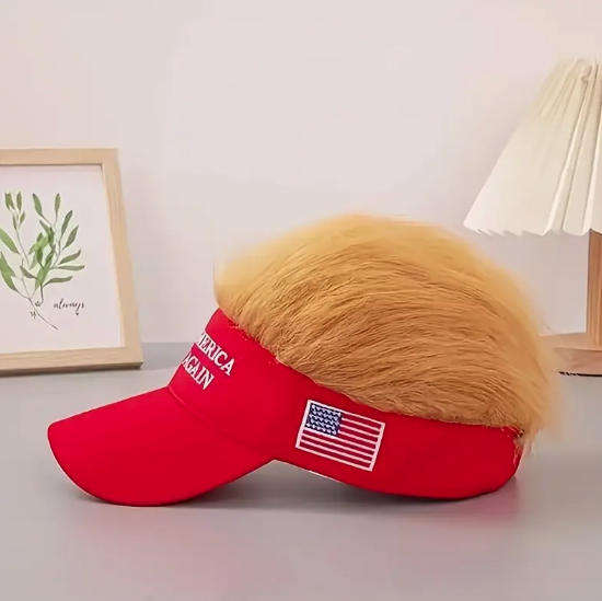 Novelty Donald Trump Fake Hair "Make America Great Again" Cap