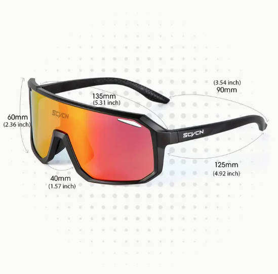 SCVCN Cycling / Cricket Sport Sunglasses Black Frame -  "Yellow/Orange" Lens
